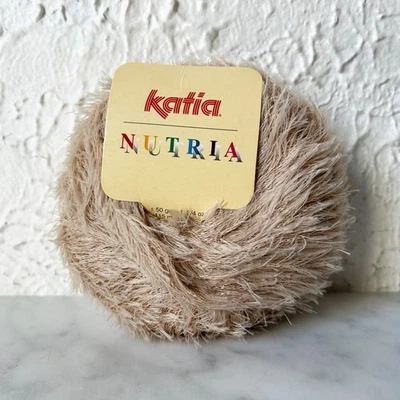 Katia Nutria Polyester Eyelash Yarn - 1 Skein Color Beige #87912 Made in Spain - Image 1 of 4