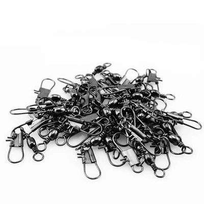 50pcs Stainless steel swivels interlock snap fishing lure Connector accessories - Image 1 of 2