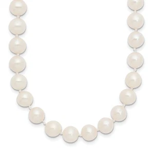 10k Yellow Gold 7-8mm White Near-Round Freshwater Cultured Pearl Necklace 20" - Picture 1 of 4