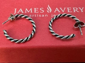 Pendientes de aro de alambre trenzado retirados James Avery - Imagen 1 de 8