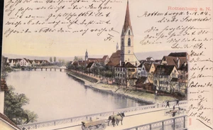 AK ROTTENBURG /Neckar Totale, Kirche, Brücke um 1900 - Picture 1 of 1