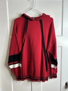 Zara Man Herren Gr. Large Pullover mit Kapuze Rot Schwarz Weiß 6344 - Bild 1 von 9