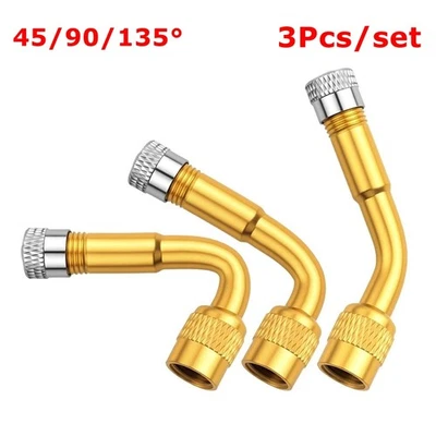 3Pcs 45/90/135 Degree Brass Air Tyre Valve Extension Adaptor Tire Stem Extender - Image 1 of 4