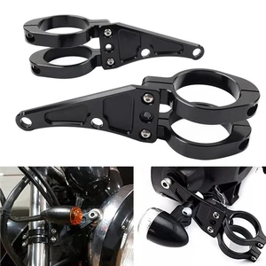 54MM Motorrad Scheinwerfer Halterung Clamp Gabel Rohr Halter Für Harley Schwarz - Picture 1 of 11