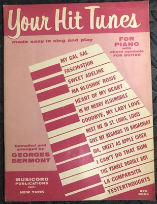 Libro rojo de colección Your Hit Tunes Made Easy Sing & Play de George Bermont (1961) Musicord Foto 1 de 3