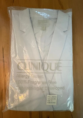 New Clinique Open Front White Lab Style Coat Beauty Consultant Size 16 w/ Lining - Image 1 of 4
