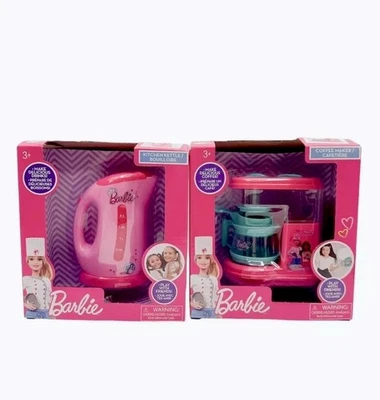 2 Mattel Barbie Juego de Cocina Niños Juguete Electrodomésticos Hervidor de Agua y Cafetera - NUEVO Foto 1 de 4