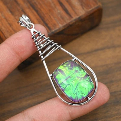 Pink Triplet Opal Gemstone Handmade 925 Solid Sterling Silver Jewelry Pendant - Image 1 of 4