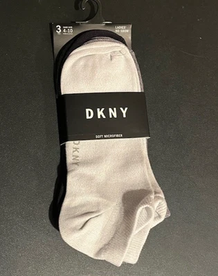 3-Pair DKNY Women Microfiber Grey Black  Logo No Show Socks 4-10 US NEW - Image 1 of 4