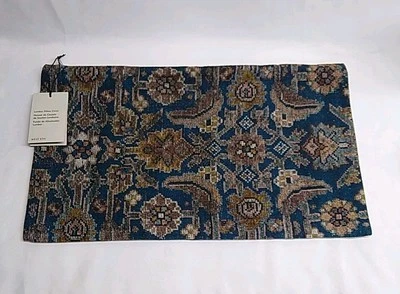 West Elm Ellis Rug Lumbar Pillow Cover Brown Blue NEW Textural 12" x 21" NEW  - Image 1 of 4
