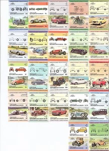 Union Island 1985 pares de inquilinos de autos clásicos conjunto completo sin montar o nunca montado (SC# 142-163) - Imagen 1 de 1
