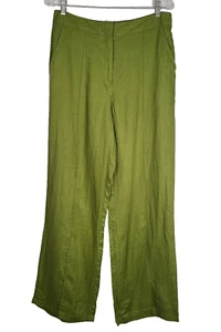 Pantalón Mujer The Primark Edit 100% Lino Pierna Ancha 10 Verde Relajado Informal - Imagen 1 de 12