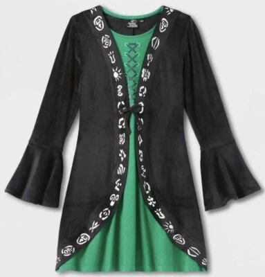 Disney Hocus Pocus Winnifred Sanderson Disfraz Negro Terciopelo Vestido Niñas! Foto 1 de 2