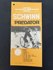 Schwinn 1982 PREDATOR BMX OWNERS MANUAL Near Mint - Picture 1 of 9