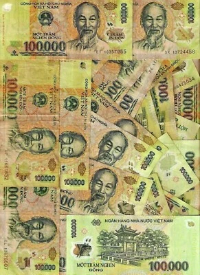 100,000 x 10 Vietnamese Dong 1 Million VND ( 100000 Note ) Lot Vietnam Cir - Image 1 of 4