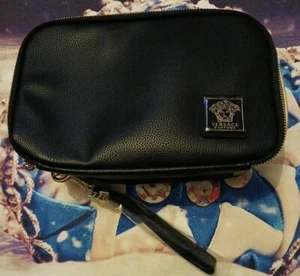 Versace Bright Crystal Perfums Gold & Black Clutch Wristlet Toiletries Bag New - Picture 1 of 10