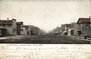 POSTKARTE STRASSENSZENE SUPERIOR AVENUE BLICK NACH NORDEN TOMAH WISCONSIN - 1908 - Bild 1 von 2