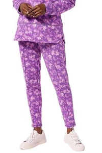 Isaac Mizrahi Live! Soho French Terry Jogger Pants Purple Floral - Picture 1 of 2