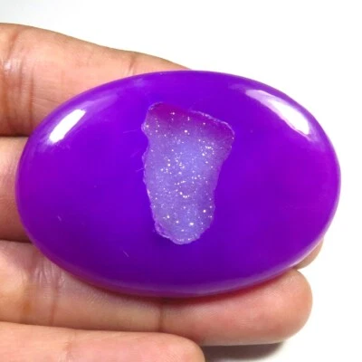 紫色玛瑙椭圆形窗户玛瑙驾驶室 51x35 毫米天然玛瑙 Geode Druzy 宝石 OD-1163 — 第 1/4 张图片