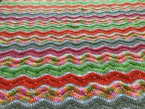 Baby Girl's Zig Zag Crocheted Blanket with Decorative Beads. 64x66. - Picture 1 of 10
