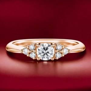 Diamond Engagement Ring 0.70 Ct Round Cut Lab Created 18K Yellow Gold E F VS - Picture 1 of 9