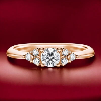 Diamond Engagement Ring 0.70 Ct Round Cut Lab Created 18K Yellow Gold E F VS - Image 1 of 4