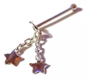 Borchia naso argento 925 2,5 mm stelle incatenate 22 g (0,6 mm) unica estremi... - Foto 1 di 12