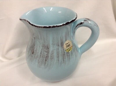 "Nuevo florero pequeño de cerámica italiana azul claro, hecho en Italia, 7"" de alto" Foto 1 de 4