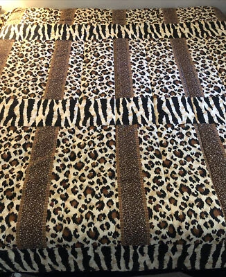 Vtg Springmaid King Comforter Brown Animal Print Reversible Tiger Leopard USA - Image 1 of 4