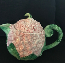 RARE Vintage Fitz & Floyd OCI 1990 Pink Embossed Hydrangea Teapot 