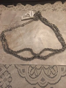 Croft & Barrow Silver Chain Linked Belt NWT S/M W Intertwined White & Black   - Picture 1 of 11