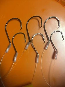 1 X SIX OCTOPUS CIRCLE HOOKS... 3 x 7/0 PLUS 3 x 6/0 on 80LB JAPAN MONO LUMO - Picture 1 of 12