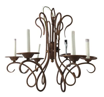 Vintage Bent Copper Tube 6 Arm Chandelier 21 x 21 x 19" Simple Elegant Rustic - Image 1 of 4