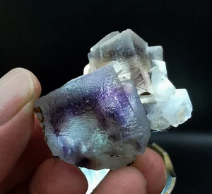 36g Natural Transparent Purple Core Fluorite Mineral Specimen Mongolia - Picture 1 of 10
