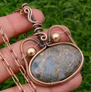 Spiny Neon Apatite Cat Shape Copper Wire Wrapped Handmade Jewelry Pendant - Picture 1 of 7