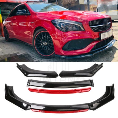 For Mercedes-Benz CLA 200 250 C300 Front Bumper Lip Splitter Spoiler Black + Red - Image 1 of 4
