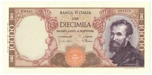 10000 LIRE BANCA D'ITALIA MICHELANGELO MEDUSA 04/01/1968 SUP - Picture 1 of 6