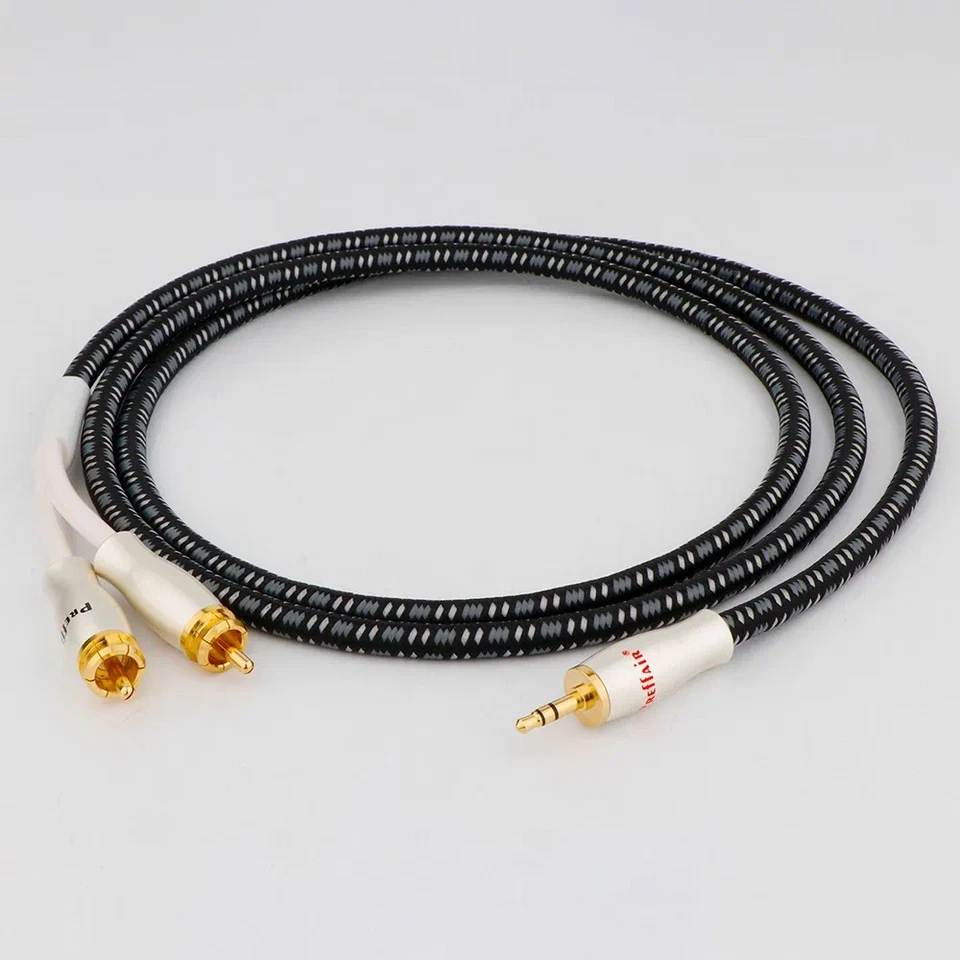 3.5mm Male To 2X RCA Plug HiFi 6N OCC Silver Plated Audio Balanced Insert Cable - Image 1 of 4