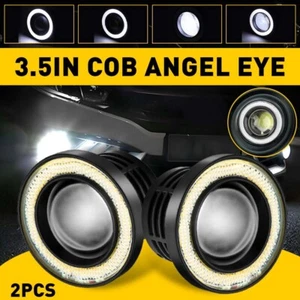 2X 3.5" Inch Car Projector LED Fog Light COB Halo Angel Eye Ring Bulb Lamp DRL - Picture 1 of 14