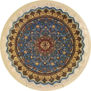 Rugstc 4x4 Pak Persiann Blue Area Rug, Hand-Knotted,Floral with Silk/Wool Pile - Picture 1 of 5
