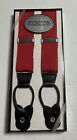 Mens Status Red Grosgrain Suspenders with Leather Button End 1.5” Adjustable NIP