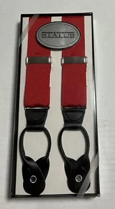 "Suspensores de grosgrain rojo con extremo de botón de cuero para hombre 1,5"" ajustables nuevos en paquete" - Imagen 1 de 6