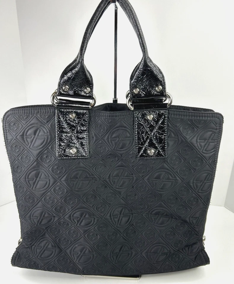 Francesco Biasia Nylon Convertible Tote Weekender Xlarge Black Mary Poppins RARE - Image 1 of 4