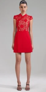 self portrait Dress Red Wrap With Golden Buttons - Picture 1 of 6