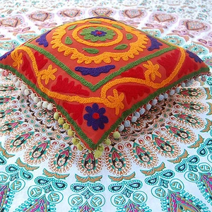Cushion Cover Indian Vintage Suzani Pillow Cases 16x16" Embroidered Decorative - Picture 1 of 5