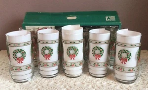 VTG (10) Holiday Victorian Christmas Drinking Glasses Set 16 oz Indiana Glass - Picture 1 of 12