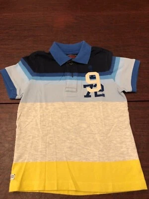 Catimini Boys T-Shirt Size 5 Color Blue, Grey & Yellow Stripe Design - Image 1 of 4