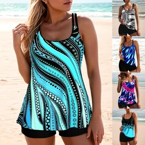 Women Tankini Set with Shorts Padded Swimsuit Bathing Ladies Swim Beach Costume - Picture 1 of 16