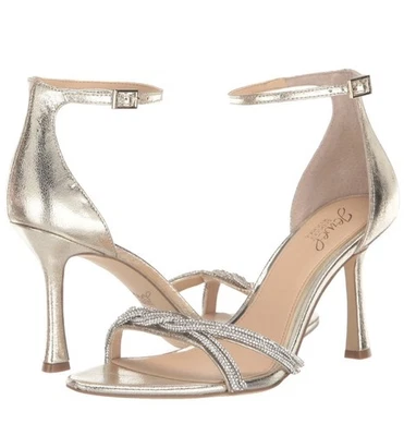 Блестящие ремни на шпильке Jewel Badgley Mischka Vani размер 5 золотистый текстиль - Изображение 1 из 4