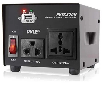 PYLE PVTC320U Step Up & Down Voltage Converter Transformer w/ USB Charging Port - Image 1 of 3